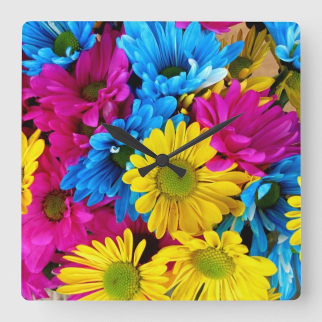 Yellow and Blue Daisies Clock (Front)