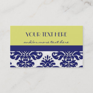 Yellow and Blue Damask Business Card