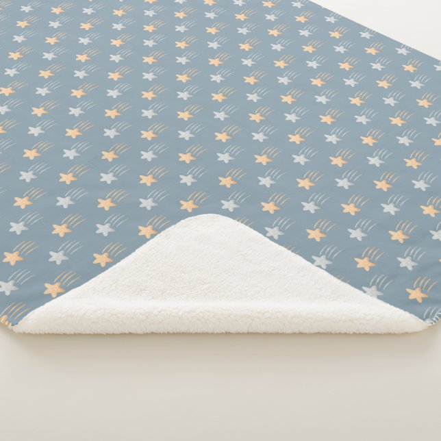 Yellow and Blue Falling Stars Baby Boy   Sherpa Blanket (3/4)