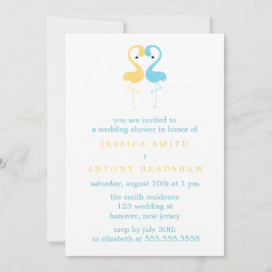 Yellow and Blue Flamingos Couples Wedding Shower Invitation