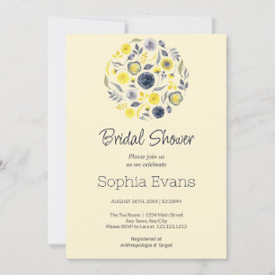 Yellow and Blue Floral Bouquet Bridal Shower Invitation