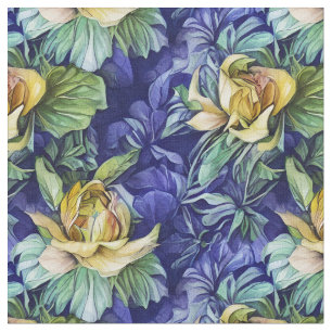 Yellow and Blue Floral Fabric