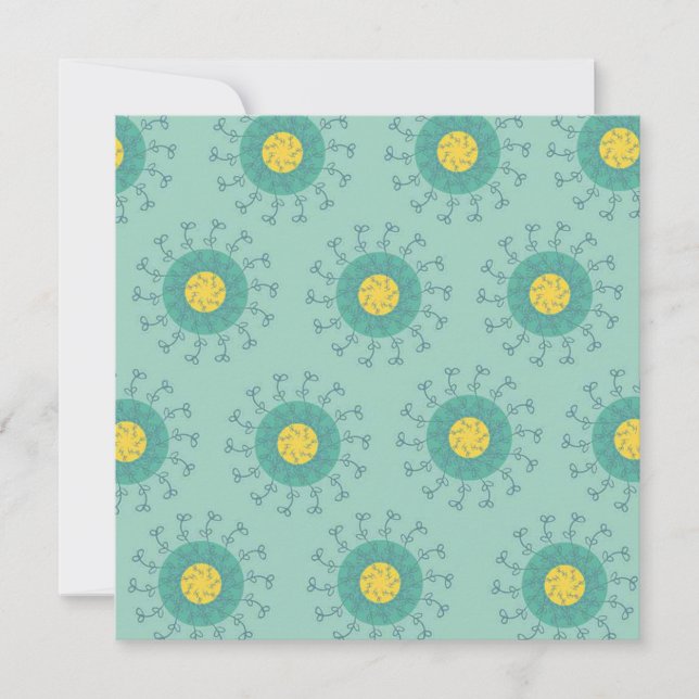 Yellow and Blue floral print card (Front)