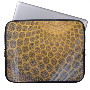 Yellow and blue floral textile laptop sleeve
