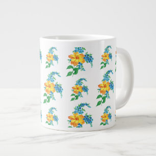 Yellow and Blue Flower Large Coffee Mug