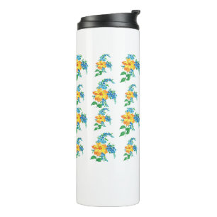 Yellow and Blue Flower Thermal Tumbler