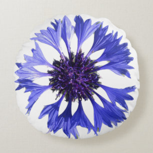 Yellow and blue flowers round cushion