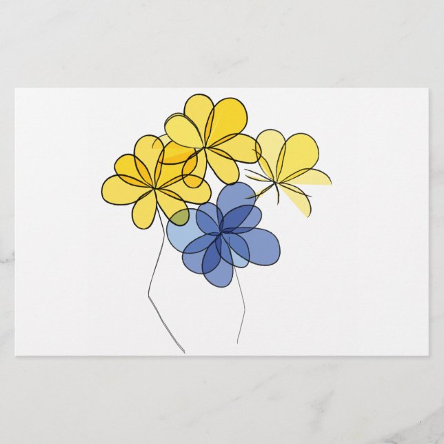 Yellow and blue flowers stationery (Front)