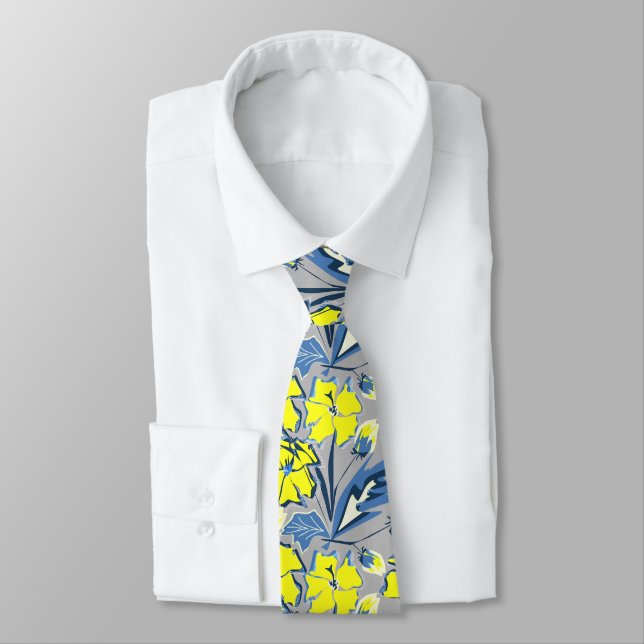 Yellow and blue flowers with sparkles tie (Tied)