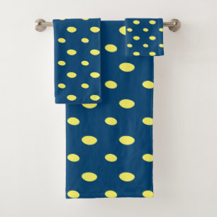 yellow and Blue Geometric Bath Towel Set