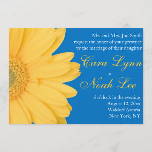 Yellow and Blue Gerber Daisy Wedding Invitation
