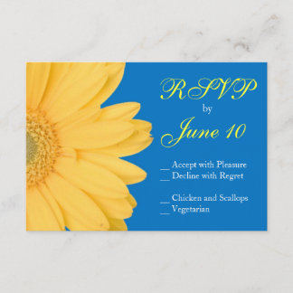 Yellow and Blue Gerber Daisy Wedding RSVPs RSVP Card
