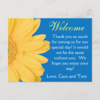 Yellow and Blue Gerber Daisy Wedding Welcome Bag