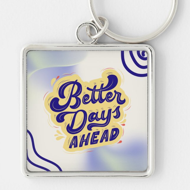 Yellow and Blue Gradient Quote Key Ring (Front)