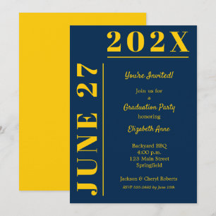 Yellow and Blue Graduation Party Invitation
