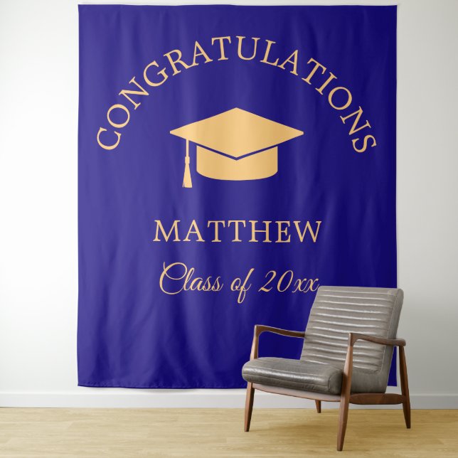 Yellow and Blue Graduation Party Tapestry (In Situ)