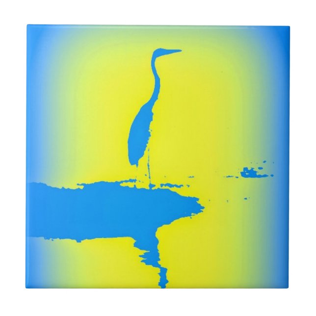 yellow and blue heron tile (Front)