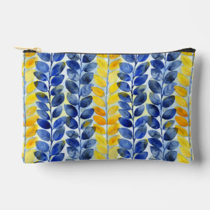 Yellow and Blue Leaves Accessory Pouch