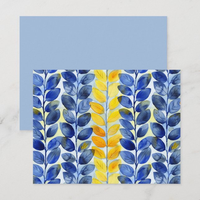 Yellow and Blue Leaves Card (Front/Back)