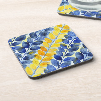 Yellow and Blue Leaves Coaster