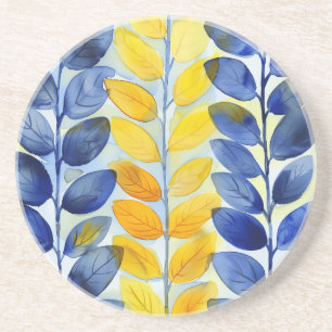 Yellow and Blue Leaves Coaster