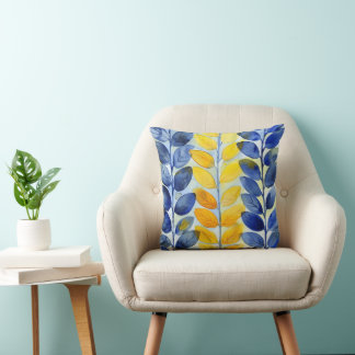 Yellow and Blue Leaves Cushion