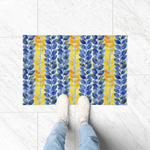 Yellow and Blue Leaves Doormat