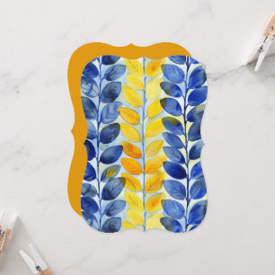 Yellow and Blue Leaves Flat Card