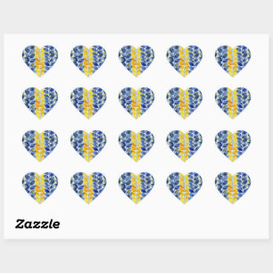 Yellow and Blue Leaves Heart Sticker
