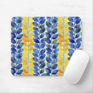 Yellow and Blue Leaves Mouse Pad