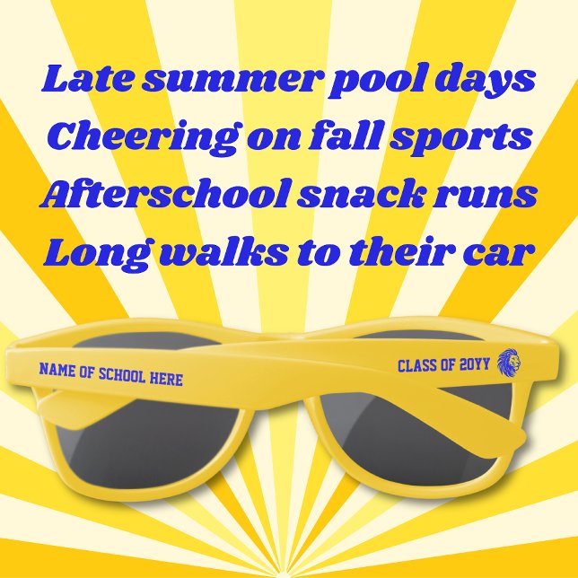 Yellow and Blue Lion Mascot Graduate Sunglasses (Creator Uploaded)