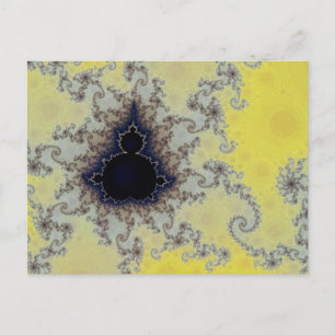 Yellow and Blue Mandelbrot Fractal Postcard