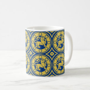 Yellow and Blue Mediaeval Lions Coffee Mug