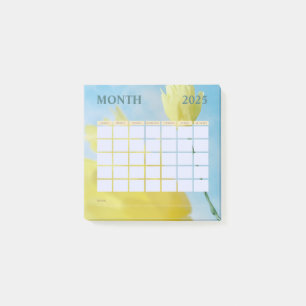 Yellow and Blue Monthly Planner Calendar 2025 Post-it Notes