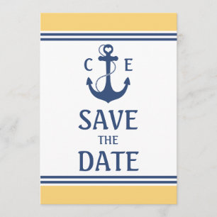 Yellow and Blue Nautical Save the Date