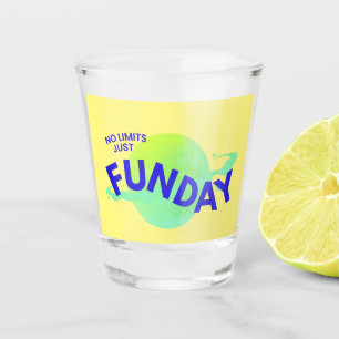 Yellow and Blue No Limits Just Funday Shot Glass
