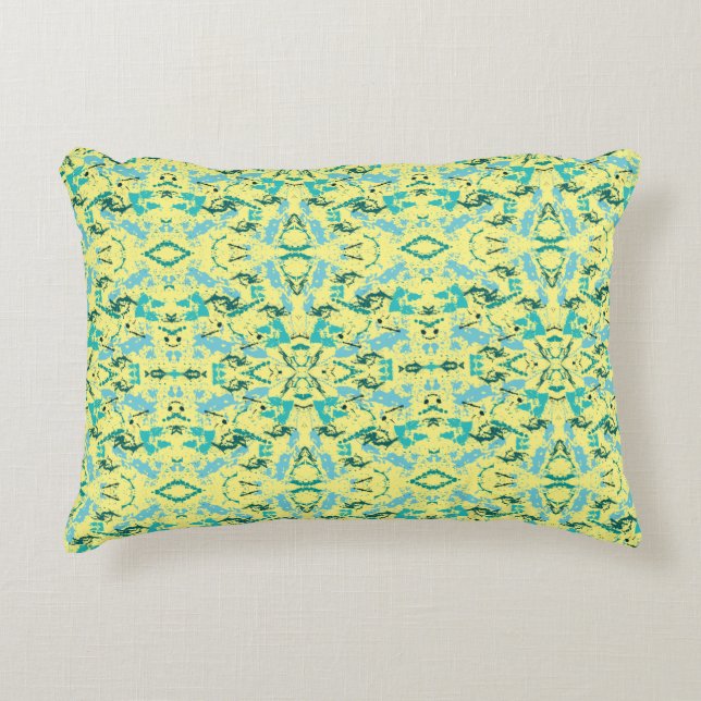 Yellow and Blue Paint Splash Decorative Cushion (Front)