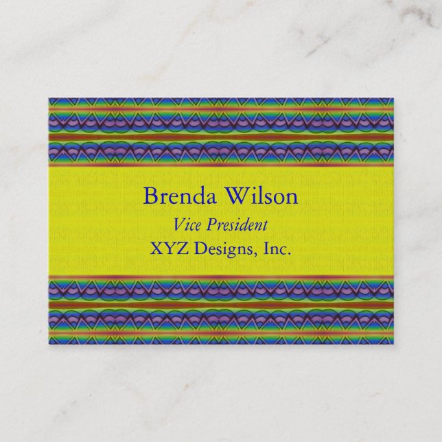 yellow and blue pattern business card (Front)