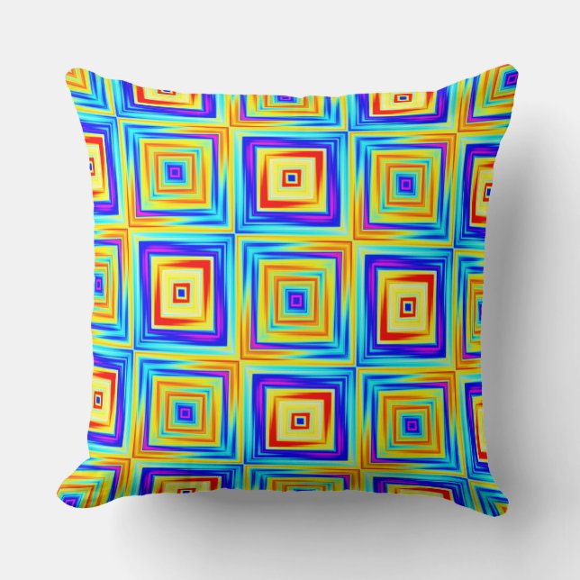 Yellow and Blue Pattern Cushion (Front)