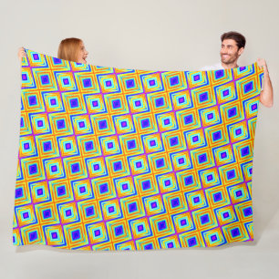 Yellow and Blue Pattern Fleece Blanket