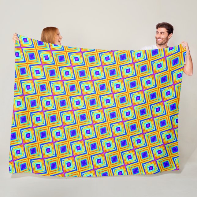Yellow and Blue Pattern Fleece Blanket (In Situ)