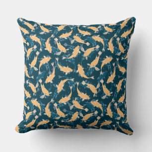 Yellow and Blue Pattern - Koi Fish Cushion