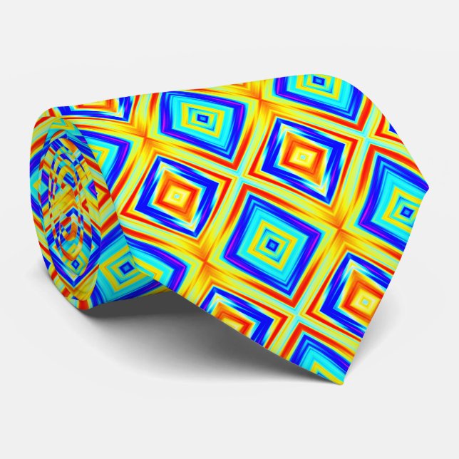 Yellow and Blue Pattern Tie (Rolled)