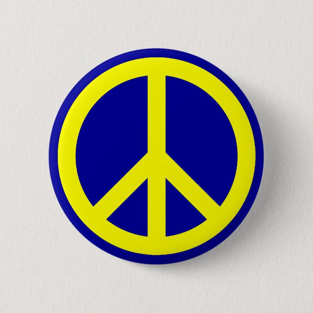 Yellow and Blue Peace Symbol 6 Cm Round Badge (Front)