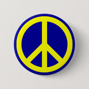 Yellow and Blue Peace Symbol 6 Cm Round Badge