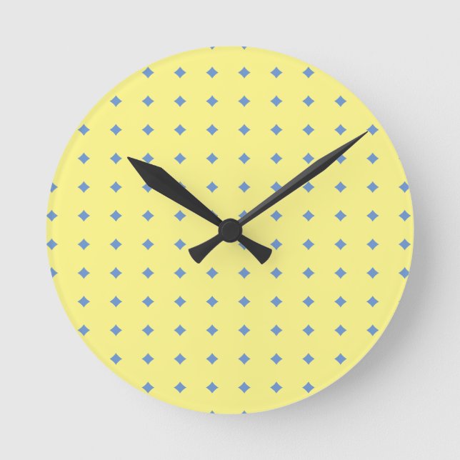 yellow and blue, pretty country pattern round clock (Front)
