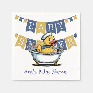 Yellow and Blue Rubber Duck Boy Baby Shower Napkin