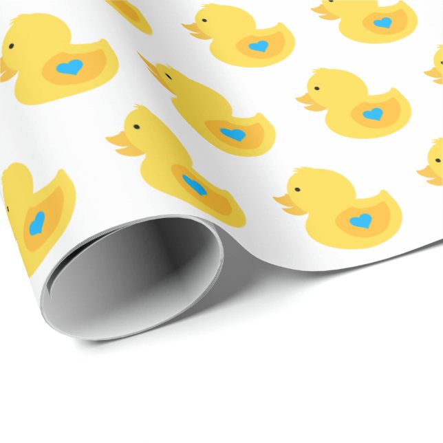 Yellow and Blue Rubber Ducky Wrapping Paper (Roll Corner)