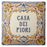 Yellow and Blue Spanish Design House Name Sign Ceramic Tile<br><div class="desc">"custom house name plate",  "personalised house name plaque",  "personal customised text sign",  "spanish design ceramic tile",  "mexican latino hispanic style",  "portuguese italian traditional folk art",  "mustard yellow gold navy blue",  "dei de cream off white",  "ornate villa casa del della",  "decorative antique vintage mediterranean"</div>