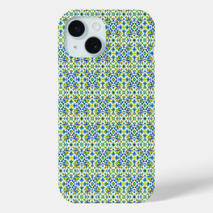Yellow and Blue Spanish Tiles iPhone 15 Case